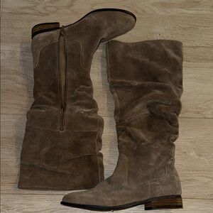 Suede knee length boots